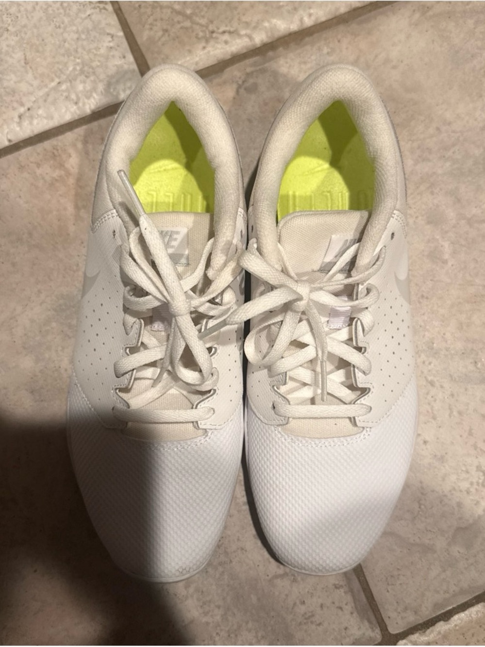 Nike Women's White cheerleading Sneakers with Neon Insole